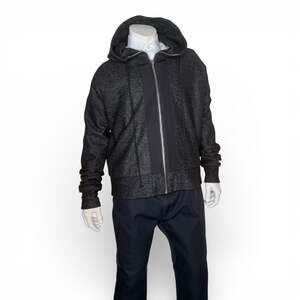 Pyer Moss Black Marled Full-Zip Heavyweight Panel Hoodie